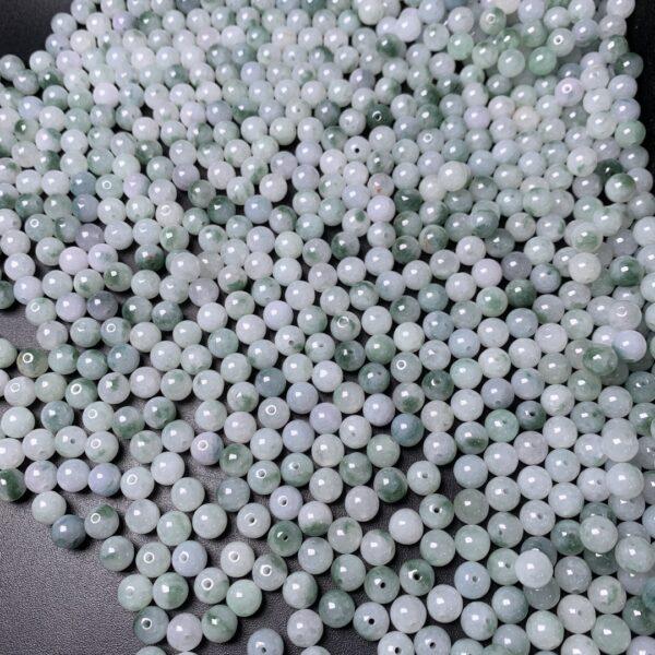 10 pcs / 20 pcs round shape genuine natural green flower texture jadeite bead, jade bead - Image 5