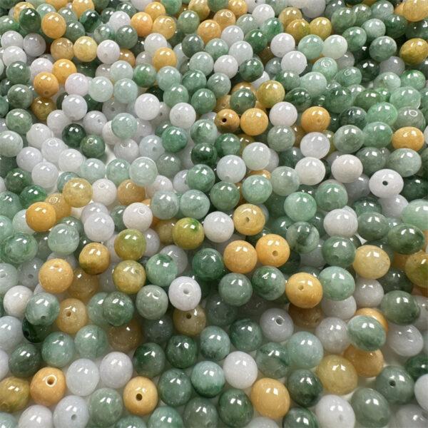 20 pcs / 50 pcs round shape genuine natural icy colorful jadeite bead, jade bead - Image 5