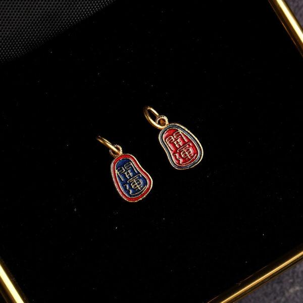 5 pcs / 10 pcs red and blue enamel character pattern oval shape s925 sterling silver charm - Image 3