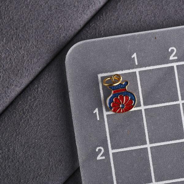 5 pcs / 10 pcs red and blue enamel flower pattern small wallet shape s925 sterling silver charm - Image 5