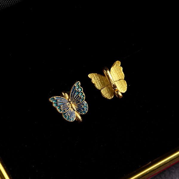 5 pcs / 10 pcs green enamel butterfly shape s925 sterling silver clasp bead, silver hook - Image 5