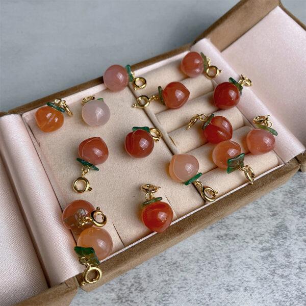 2 pcs / 5 pcs peach shape natural agate charm - Image 5