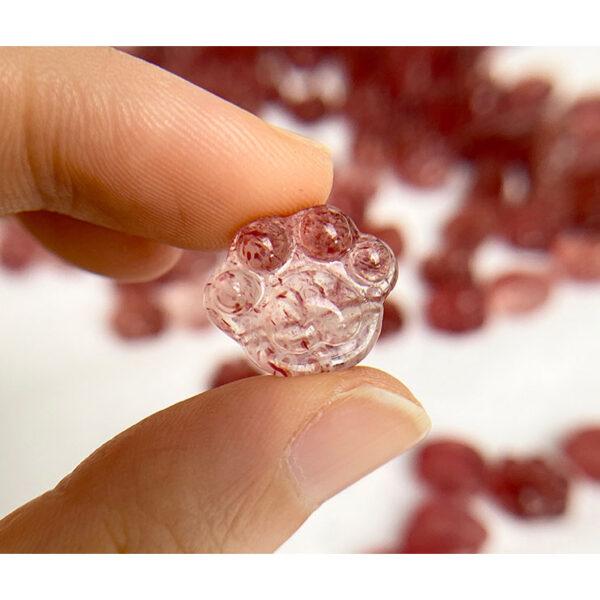 5 pcs / 10 pcs cat paw shape natural strawberry quartz bead - Image 5