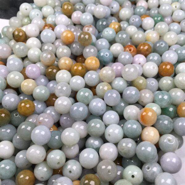 50 pcs / 100 pcs round shape genuine natural colorful jadeite bead, jade bead - Image 5