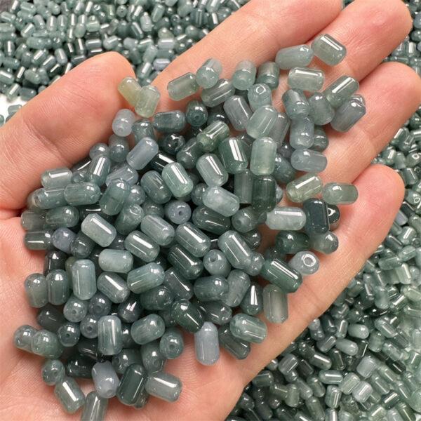 50 pcs / 100 pcs tube shape genuine natural icy blue jadeite bead, jade bead - Image 7