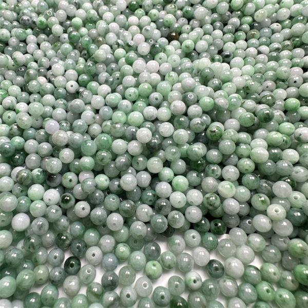 100 pcs round shape genuine natural green flower texture jadeite bead, jade bead - Image 5