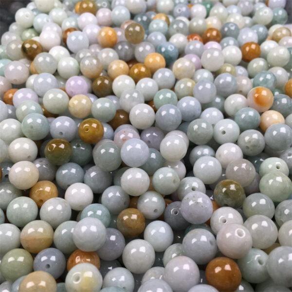 50 pcs / 100 pcs round shape genuine natural colorful jadeite bead, jade bead - Image 6