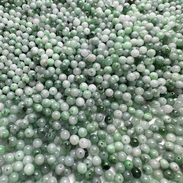 100 pcs round shape genuine natural green flower texture jadeite bead, jade bead - Image 6