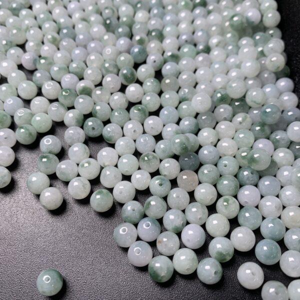 10 pcs / 20 pcs round shape genuine natural green flower texture jadeite bead, jade bead - Image 6