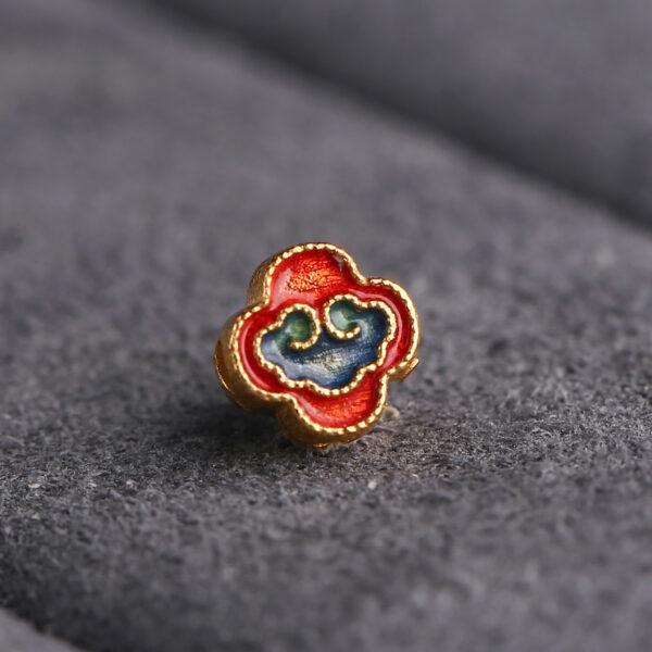 5 pcs / 10 pcs red and blue enamel cloud pattern flower shape s925 sterling silver bead - Image 6