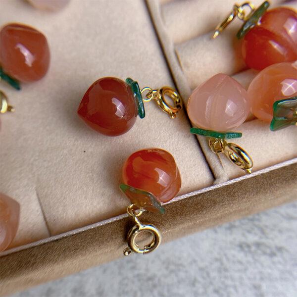 2 pcs / 5 pcs peach shape natural agate charm - Image 6