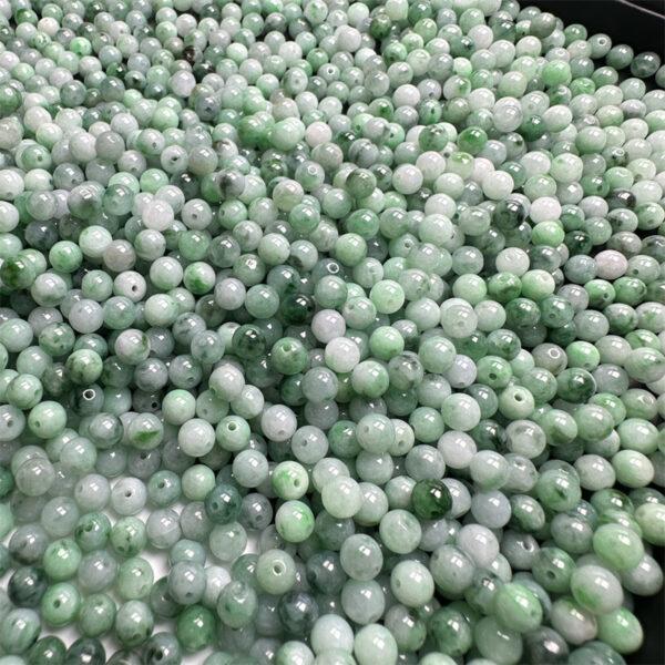 100 pcs round shape genuine natural green flower texture jadeite bead, jade bead - Image 7