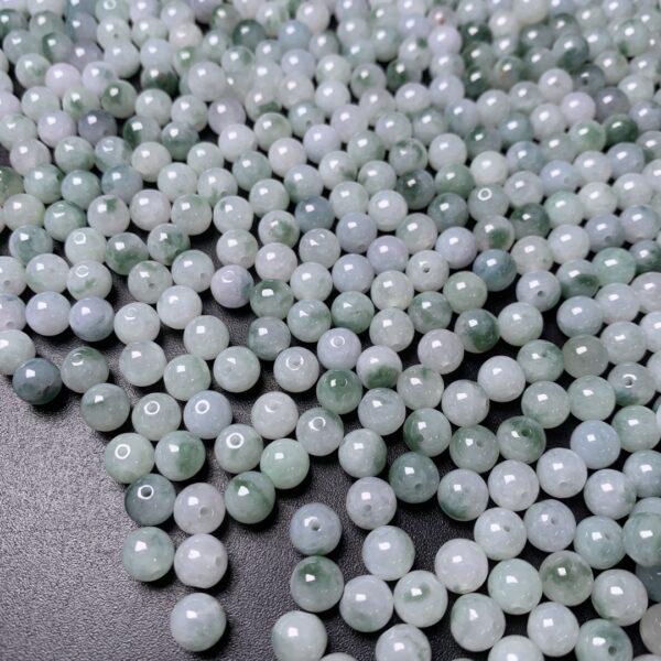 10 pcs / 20 pcs round shape genuine natural green flower texture jadeite bead, jade bead - Image 7
