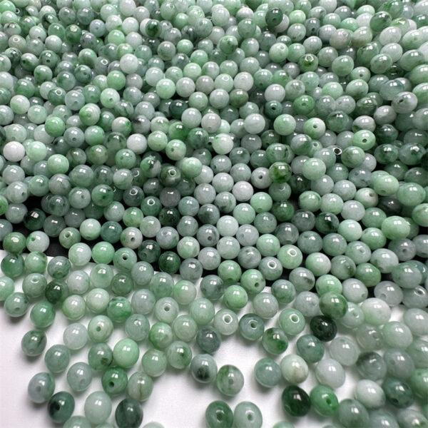 100 pcs round shape genuine natural green flower texture jadeite bead, jade bead - Image 8