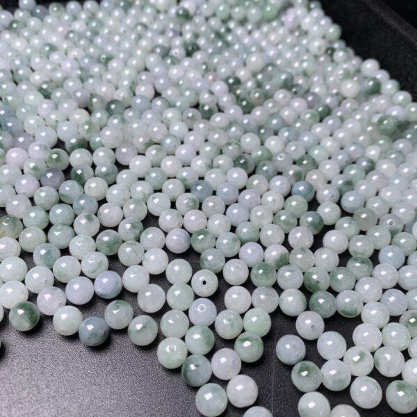 10 pcs / 20 pcs round shape genuine natural green flower texture jadeite bead, jade bead - Image 8