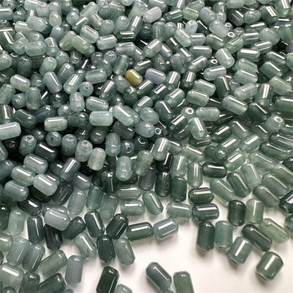50 pcs / 100 pcs tube shape genuine natural icy blue jadeite bead, jade bead - Image 4