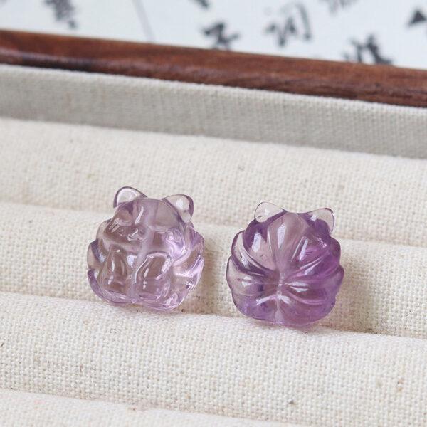 nice nine-tailed Fox shape amethyst bead - Image 9
