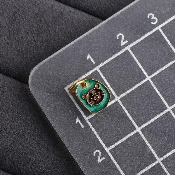gild sterling silver charm, enamel oval bead with tiger pattern, 2 pieces / 5 pieces - Image 2