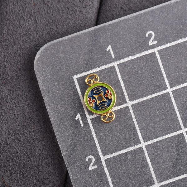 5 pcs / 10 pcs blue enamel flowers pattern round shape s925 sterling silver connector bead - Image 2
