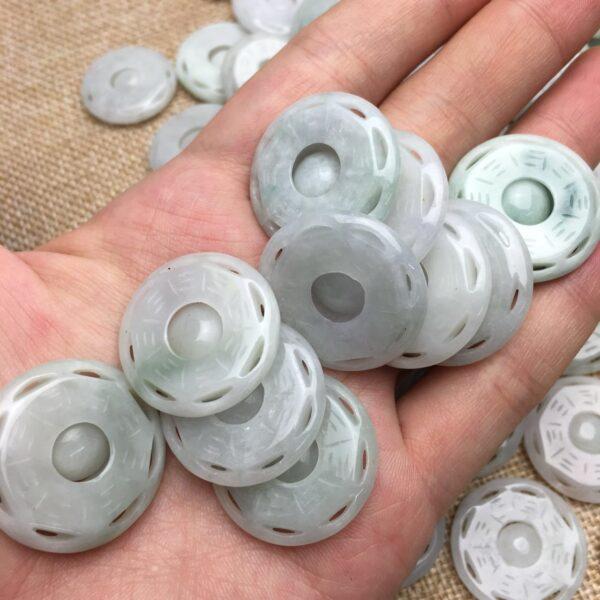 1 pc / 2 pcs nice hollow Bagua pattern round shape genuine natural jadeite charm, jade charm - Image 2