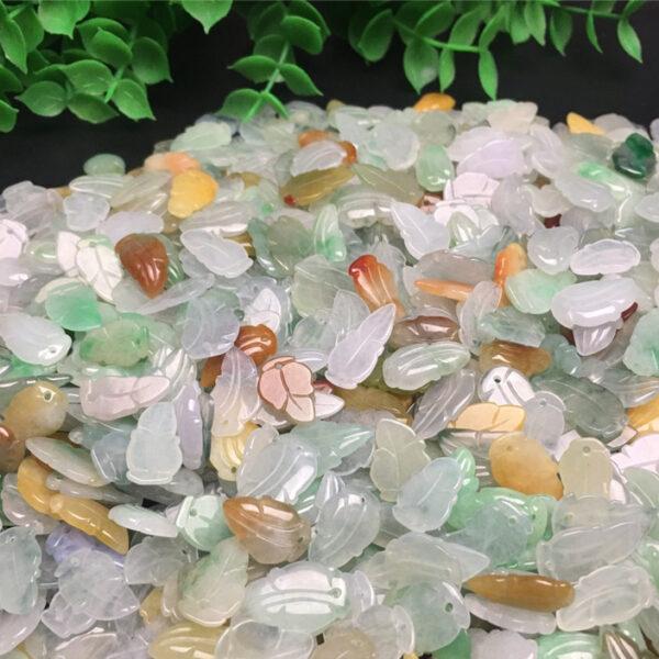 5 pc / 10 pcs leaf shape genuine natural icy colorful jadeite bead, jade bead - Image 2