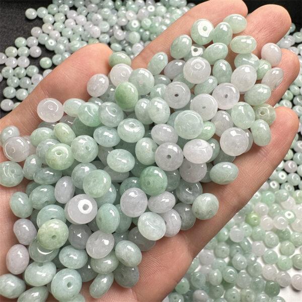10 pcs / 20 pcs rondelle shape genuine natural icy jadeite bead, jade bead - Image 2