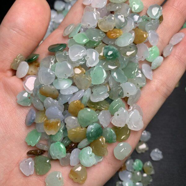 5 pc / 10 pcs flat apple shape genuine natural icy colorful jadeite charm, jade charm - Image 2