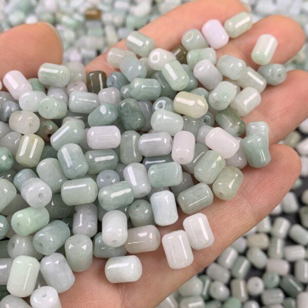 50 pc / 100 pcs cylinder shape genuine natural jadeite bead, jade bead - Image 2