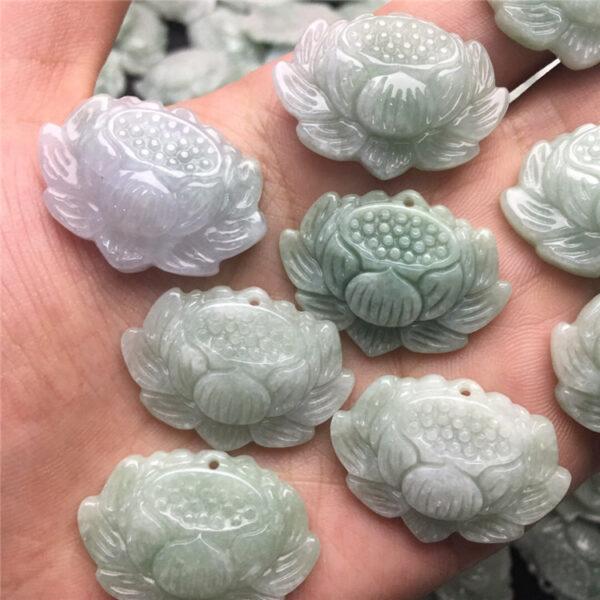 1 pc / 2 pcs nice lotus flower shape genuine natural jadeite charm, jade charm - Image 2