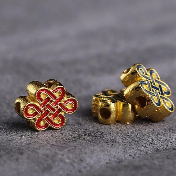 gild sterling silver bead, enamel Chinese knot bead, 2 pieces / 5 pieces - Image 3