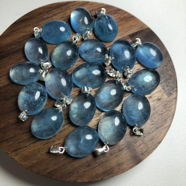 simple oval natural aquamarine stone charm - Image 3