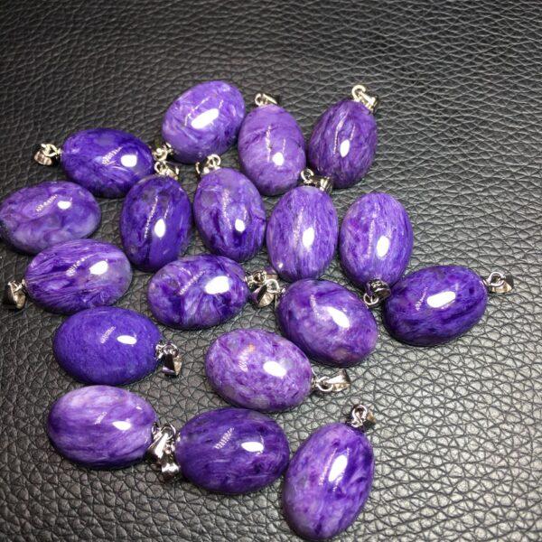 simple oval natural Charoite charm - Image 3