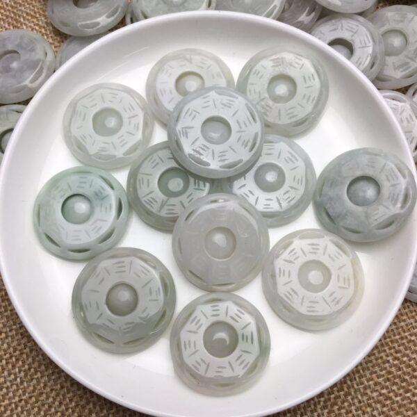 1 pc / 2 pcs nice hollow Bagua pattern round shape genuine natural jadeite charm, jade charm - Image 3