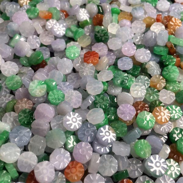 5 pc / 10 pcs flower shape genuine natural icy colorful jadeite bead, jade bead - Image 3