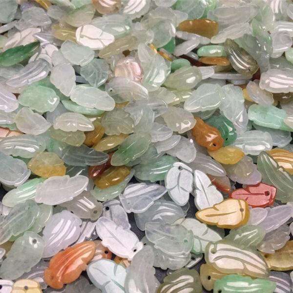 5 pc / 10 pcs leaf shape genuine natural icy colorful jadeite bead, jade bead - Image 3