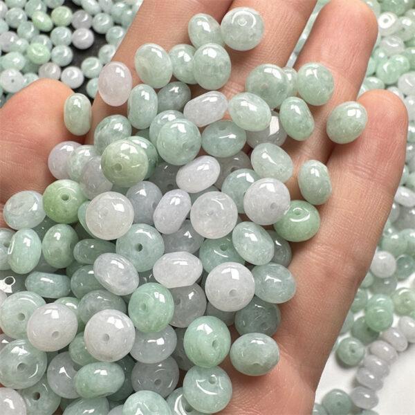 10 pcs / 20 pcs rondelle shape genuine natural icy jadeite bead, jade bead - Image 3
