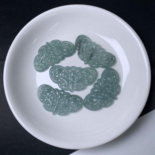1 pc / 2 pcs nice hollow butterfly shape genuine natural icy blue jadeite charm, jade charm - Image 3
