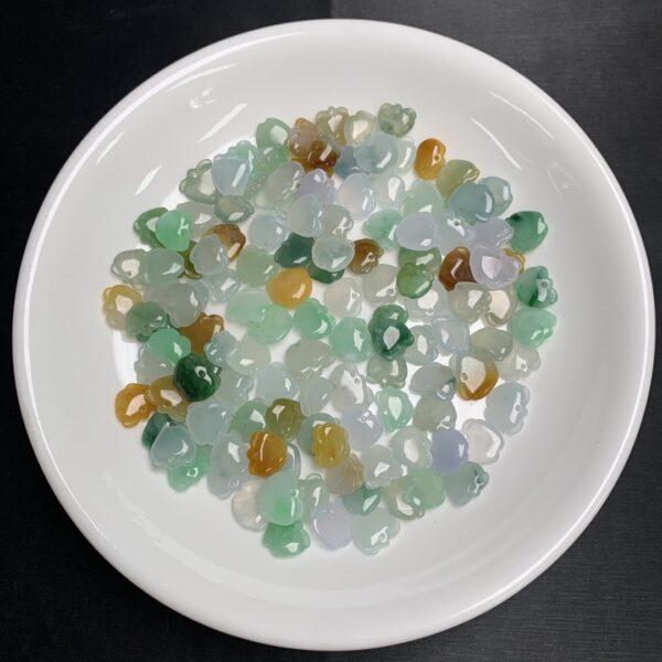 5 pc / 10 pcs flat apple shape genuine natural icy colorful jadeite charm, jade charm - Image 3