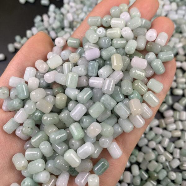 50 pc / 100 pcs cylinder shape genuine natural jadeite bead, jade bead - Image 3