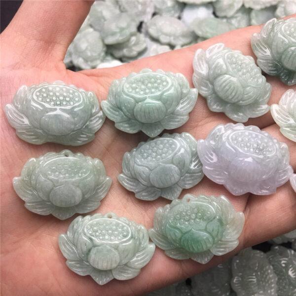 1 pc / 2 pcs nice lotus flower shape genuine natural jadeite charm, jade charm - Image 3