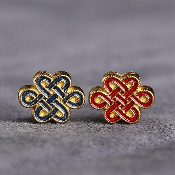 gild sterling silver bead, enamel Chinese knot bead, 2 pieces / 5 pieces - Image 4
