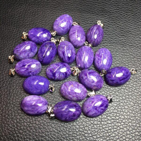 simple oval natural Charoite charm - Image 4