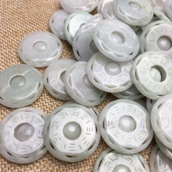 1 pc / 2 pcs nice hollow Bagua pattern round shape genuine natural jadeite charm, jade charm - Image 4