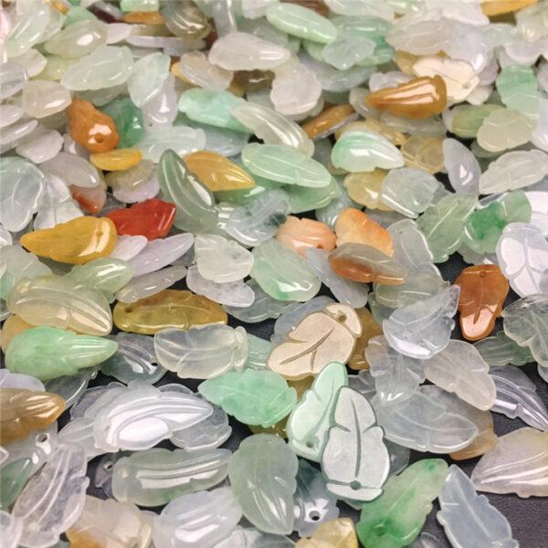 5 pc / 10 pcs leaf shape genuine natural icy colorful jadeite bead, jade bead - Image 4