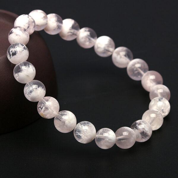 7mm - 10mm round shape 7A natural white phantom quartz beaded bracelet - Image 4