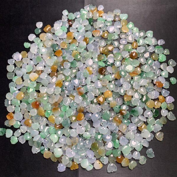 5 pc / 10 pcs flat apple shape genuine natural icy colorful jadeite charm, jade charm - Image 4