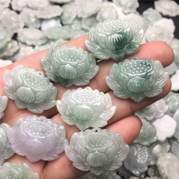 1 pc / 2 pcs nice lotus flower shape genuine natural jadeite charm, jade charm - Image 4