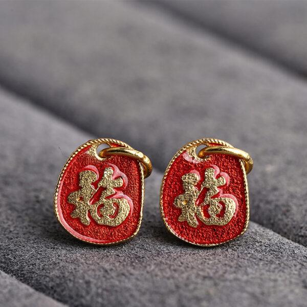 gild sterling silver charm, enamel oval bead with tiger pattern, 2 pieces / 5 pieces - Image 5