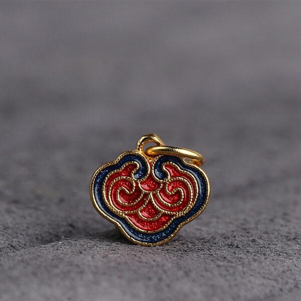 gild sterling silver charm, enamel bead with flower pattern, 2 pieces / 5 pieces - Image 5