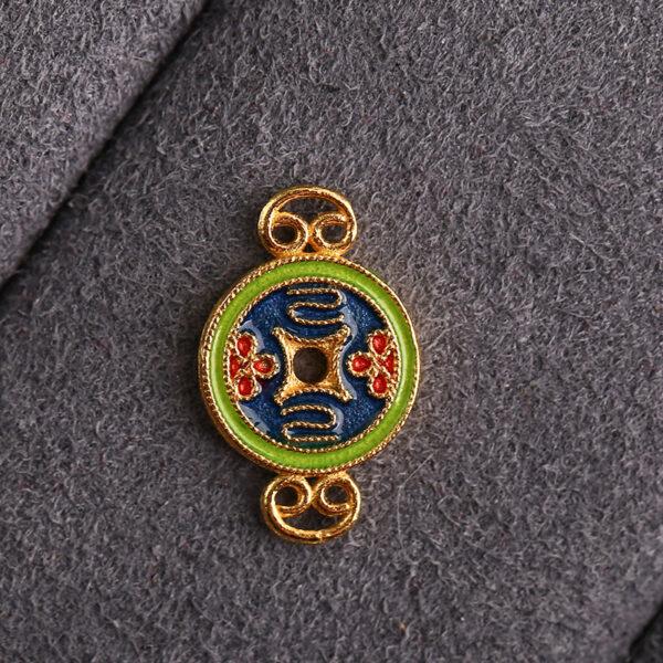 5 pcs / 10 pcs blue enamel flowers pattern round shape s925 sterling silver connector bead - Image 5